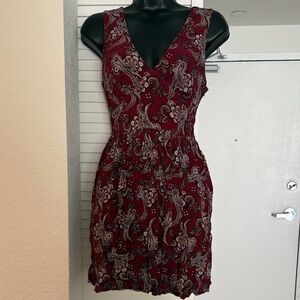Forever 21 Burgundy Paisley Mini Dress